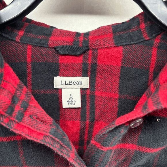 LL BEAN Women's Red and Black Plaid Flannel Top Long Sleeve Womens Shirt Size S - Picture 5 of 6